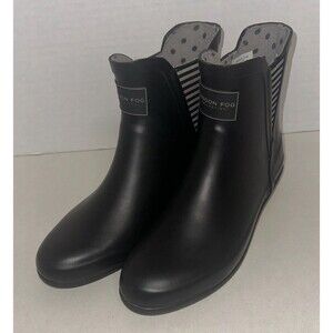 London Fog Rain Boots Ankle Women’s Size 8 Black Booties Shoes Piccadilly